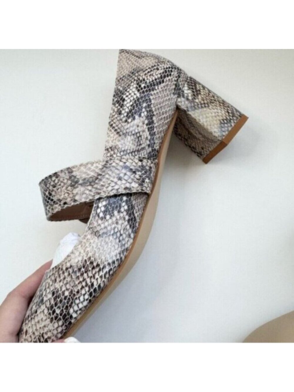 Size 8 Women Embossed Pointed Toe Chunky Heel Pumps Slip On FOWT - Picture 7 of 13